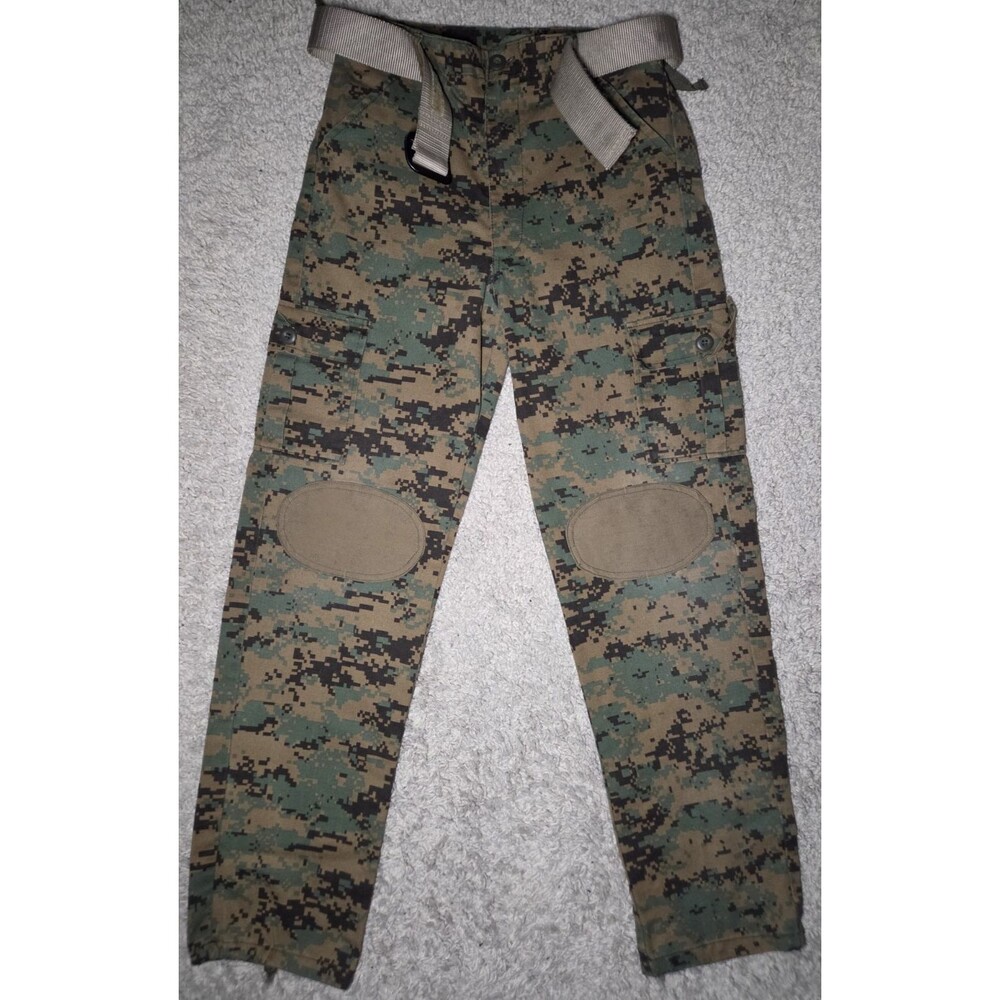 Rothco Digital Camo BDU Pants Kids XL Woodland Military Cargo w/ Belt Knee Patch